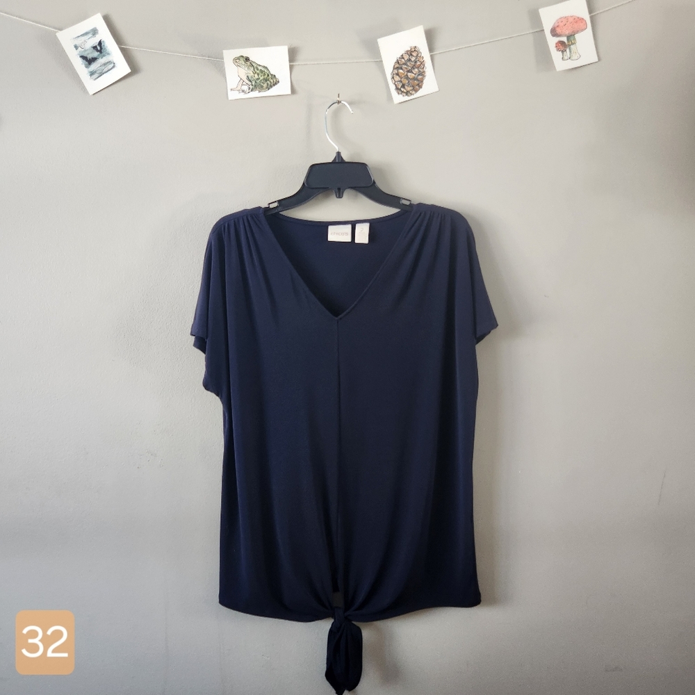 Navy Blue Tie front Blouse Cicos Sz 2